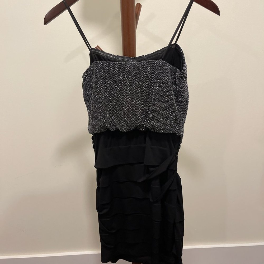 City Studios Grey Black Strapless Cocktail Dress, US Size S